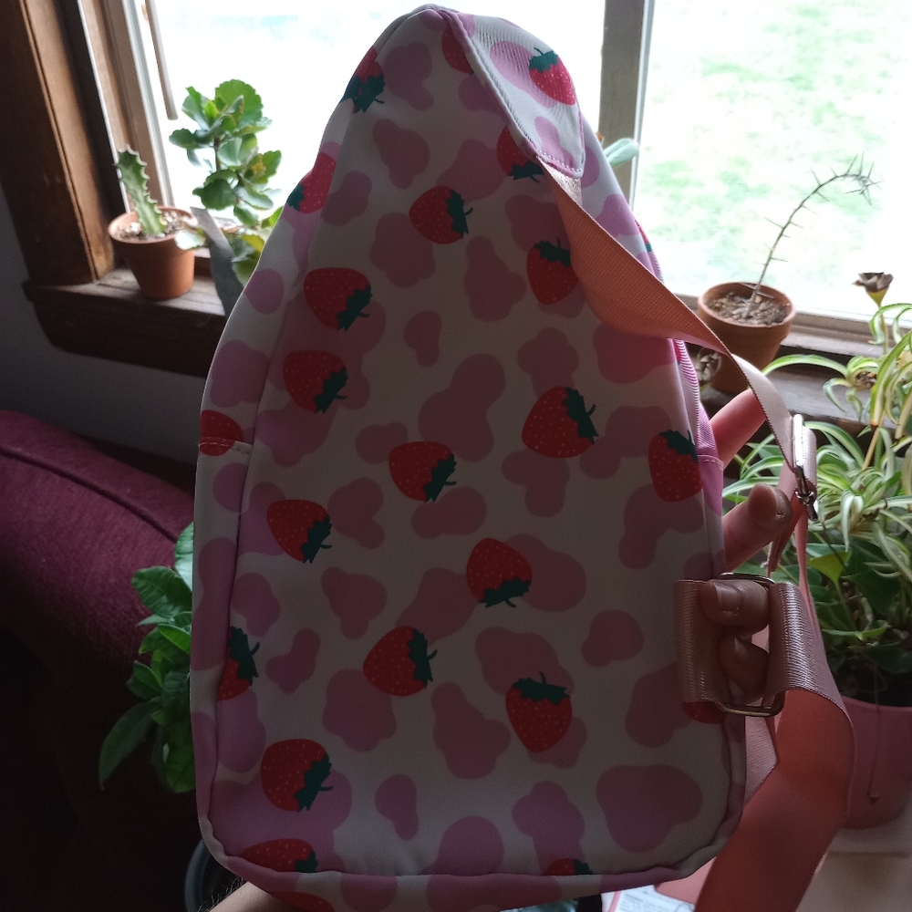 Brand new cute kawaii strawberry milk pink purse satchel white and green handbag - Picture 2 of 6